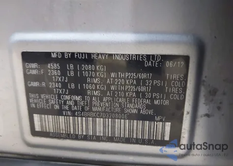 2013 Subaru Outback 2.5I Limited from USA, damaged, VIN 4S4BRBKC7D3208006